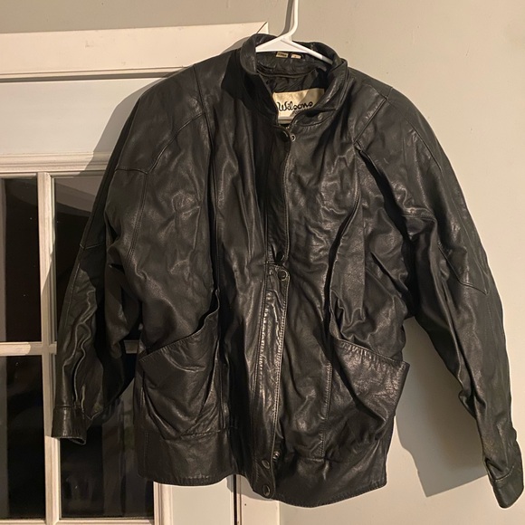 1980’s Rare Design Wilson Black Leather Bomber Jacket